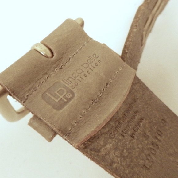 LINEA PELLE leather BELT woven olive studded S new
